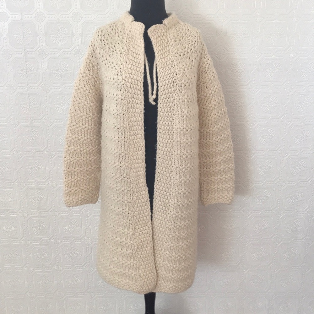 Handmade White Sweater Cardigan Size Medium